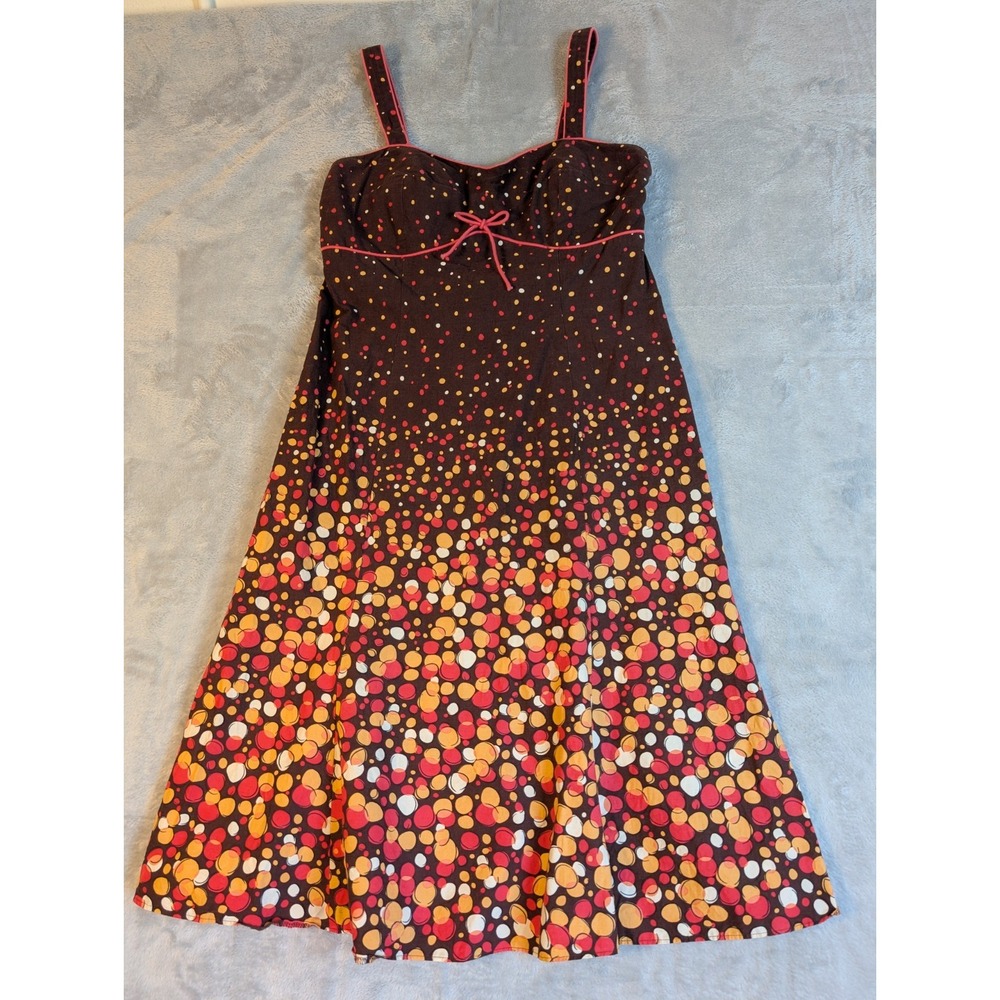 Vintage R&K Originals Size 6 Brown Sundress With Colorful Print Y2K Bold Playful